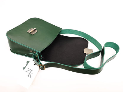 Natural Leather Saddle Bag Large – Green