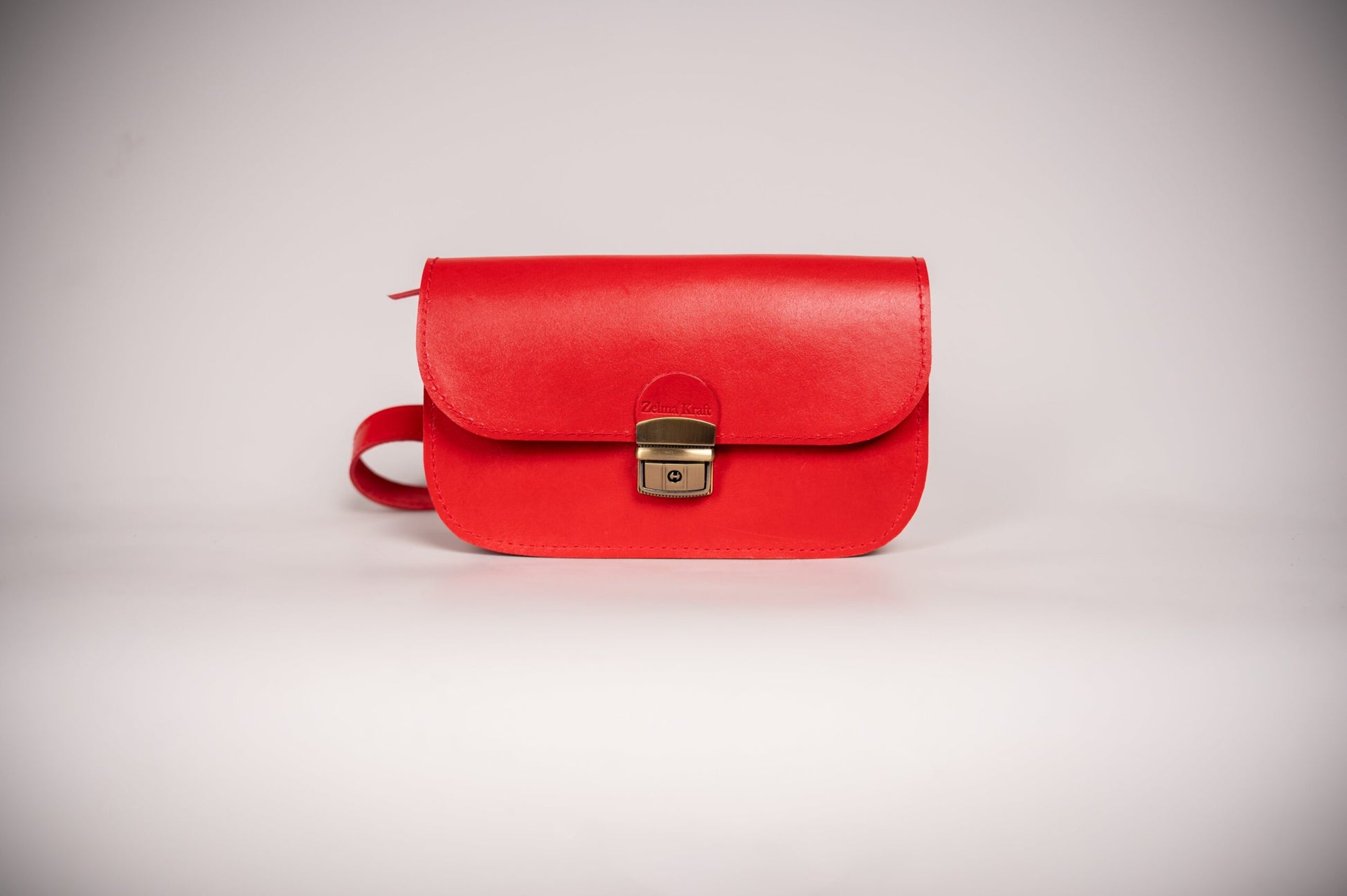 Natural Leather Saddle Bag Mini - Red