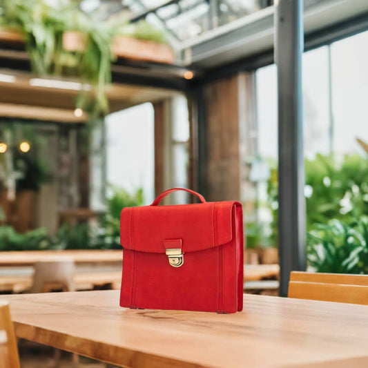 Red Leather Briefcase | Stylish & Durable Bag | TIZ Twelve